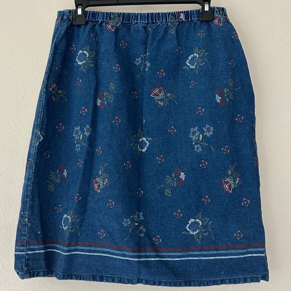 Requirements Denim wrap skirt with flowers Cottagecore boho bohemian casual - Picture 6 of 9